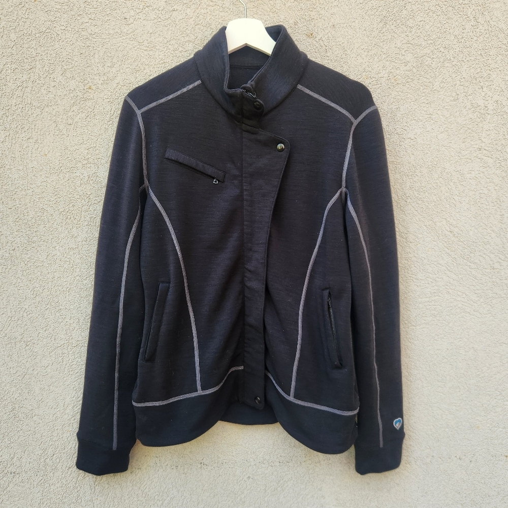 KUHL Women's Woolforce Jacket Small Black Full Zip Outdoor Hiking Gorpcore